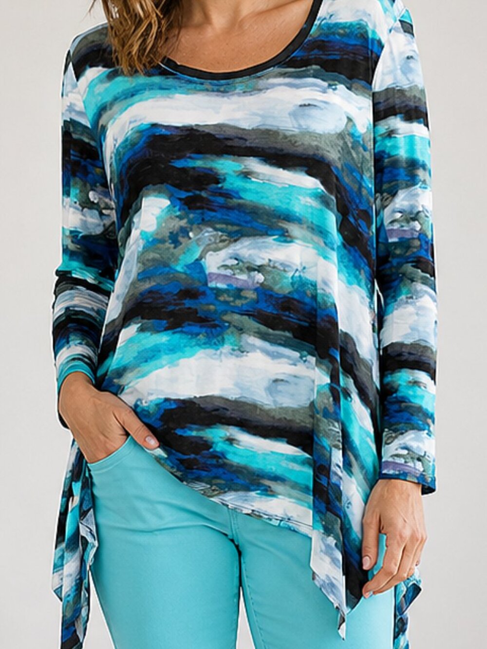 Vera Wang Simply Vera XL Artistic Boho Chic Asymmetrical Hem Flowy Tunic Top